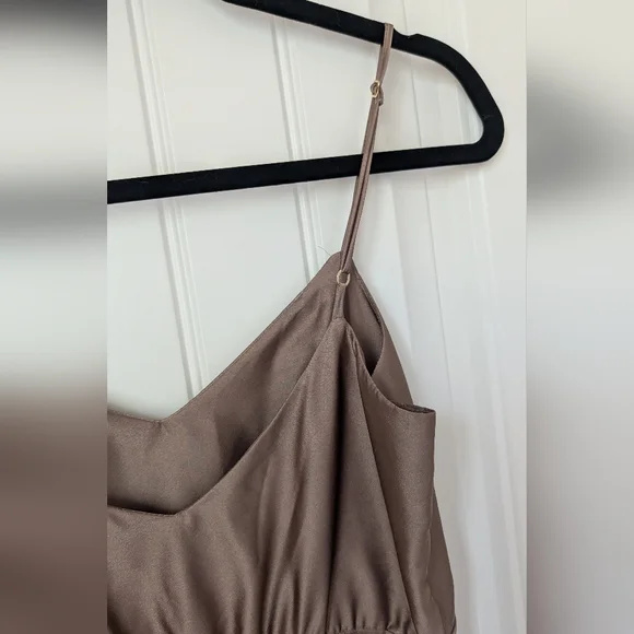 Show Me Your Mumu Faith Satin Maxi Dress In Dune - Picture 7 of 11